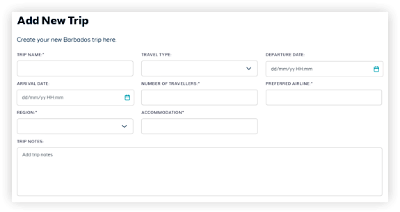 Enter Travel Details